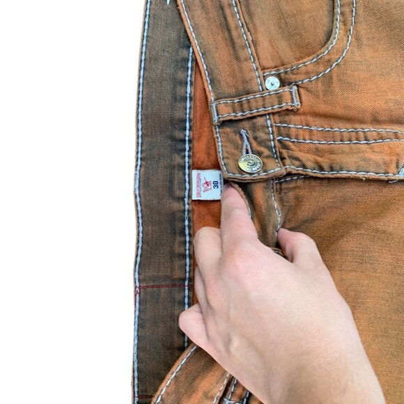 Rare True Religion Jeans Size 30 STRAIGHT Orange Stitch - Picture 4 of 7